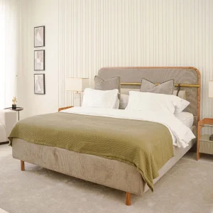 Brass & Faux leather Bolster Bed