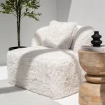 Silk White Fur Relaxation Lounge Chair