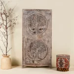 The Gileteen Hand Carved Mango Wood Wardrobe Tree of Life Design 180cm