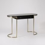 Elson Desk in Black with soft-close drawers and tapered legs