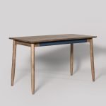 Maltby Desk, Natural with soft-close drawers and tapered legs showcasing natural wood grain