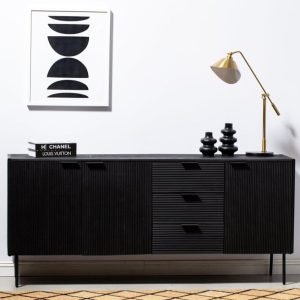 Gileteen Black 3-Drawer & 3-Door Sideboard with sleek finish and spacious storage