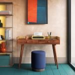 Fresco Desk in Light Brown with soft-close drawers and tapered legs