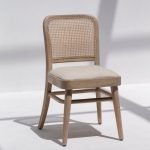 Gileteen Wooden Dining Chair with Rattan Back Off-White Seat