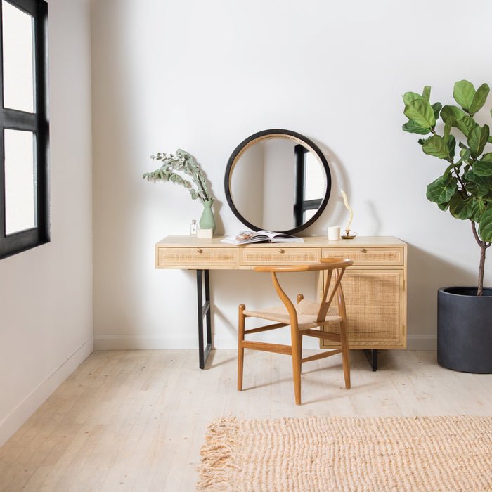 Gileteen Study Desk – Solid Wood, Modern Design Gileteen Study Desk made from solid wood with a sleek finish and built-in storage compartments