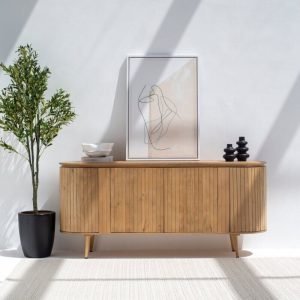 Gileteen Kate Column Sideboard in Natural with fluted design and warm wood finish