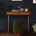 Southwark Desk in Dark Brown with two soft-close drawers and tapered legs