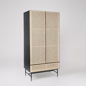 Petersham Double Wardrobe in solid wood with hanging rail and lower storage shelf