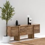 Gileteen Modern Wooden Sideboard with sleek design and natural wood grain finish