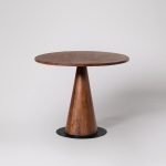 Figura Four-Seater Dining Table in dark brown acacia wood with matt black steel legs