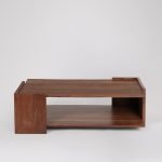 Wharfe Coffee Table in dark brown oak with subtle brass accents