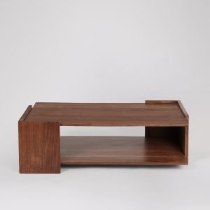 Wharfe Coffee Table in dark brown oak with subtle brass accents