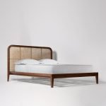 Raphia King Size Bed Frame with solid wood construction and woven rattan headboard