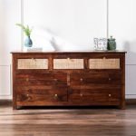 Mila Rattan Sideboard – natural wood with handwoven rattan panels and spacious storage compartments