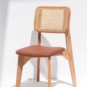 Gileteen Modern Acacia Wood Dining Chair with sleek design and natural wood grain