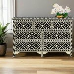 Alex Bone Inlay and Seven Drawer Chest of Drawers with geometric pattern and smooth finish