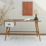 Gileteen Study Desk made from solid wood with a sleek finish and built-in storage compartments