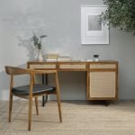 Gileteen Study Desk made from solid wood with a sleek finish and built-in storage compartments