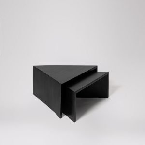 Foley Nesting Coffee Tables in black mango wood and sandblasted grey finish