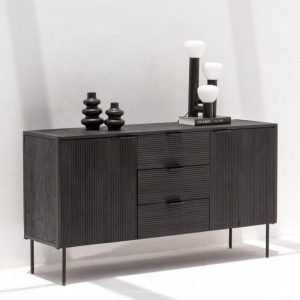 Gileteen Black 3-Drawer & 2-Door Sideboard with sleek finish and spacious storage