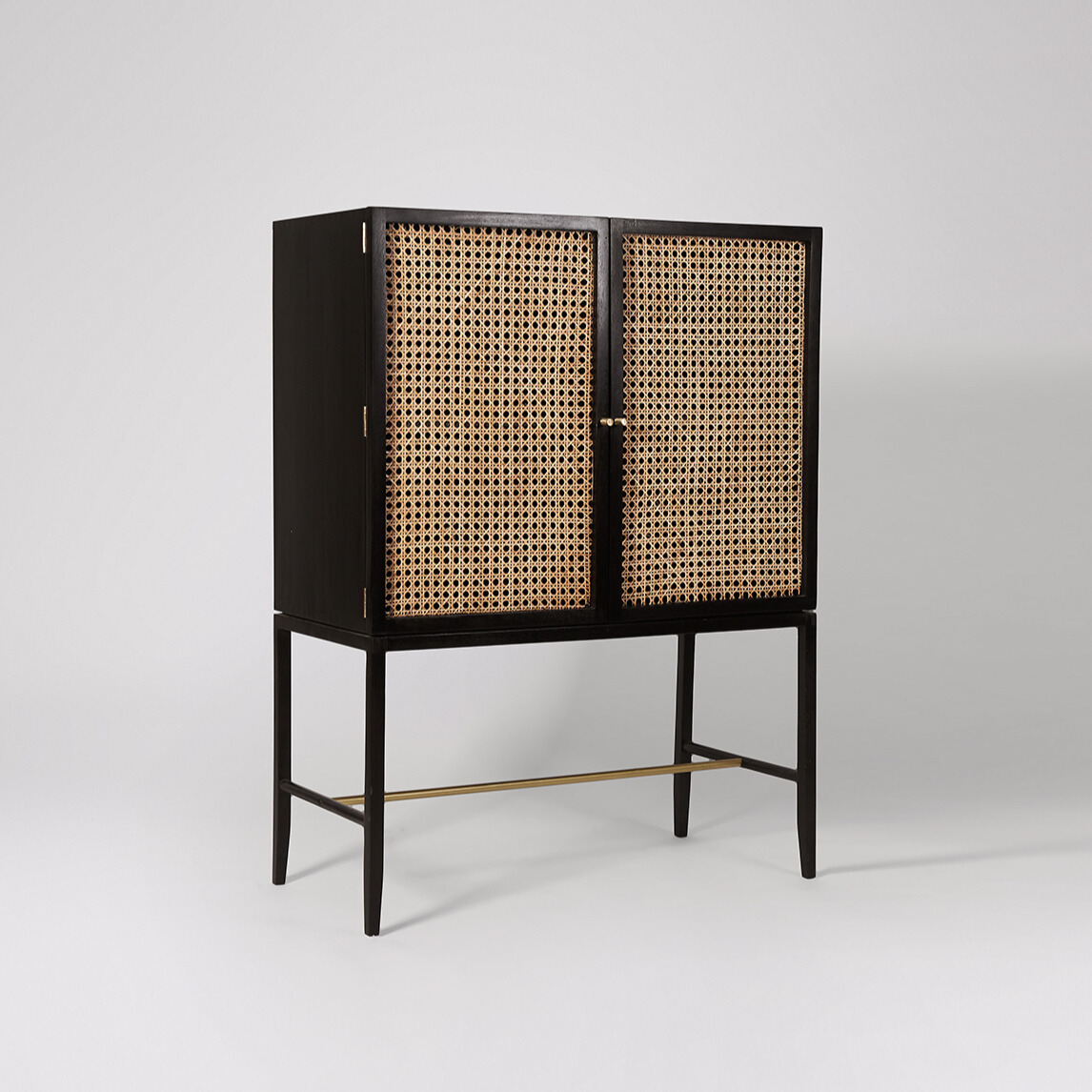 Raphia Drinks Cabinet with sandblasted wood finish and built-in wine racks