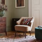 Elysse Cocktail Chair with scalloped back, velvet upholstery, and gold-finish legs