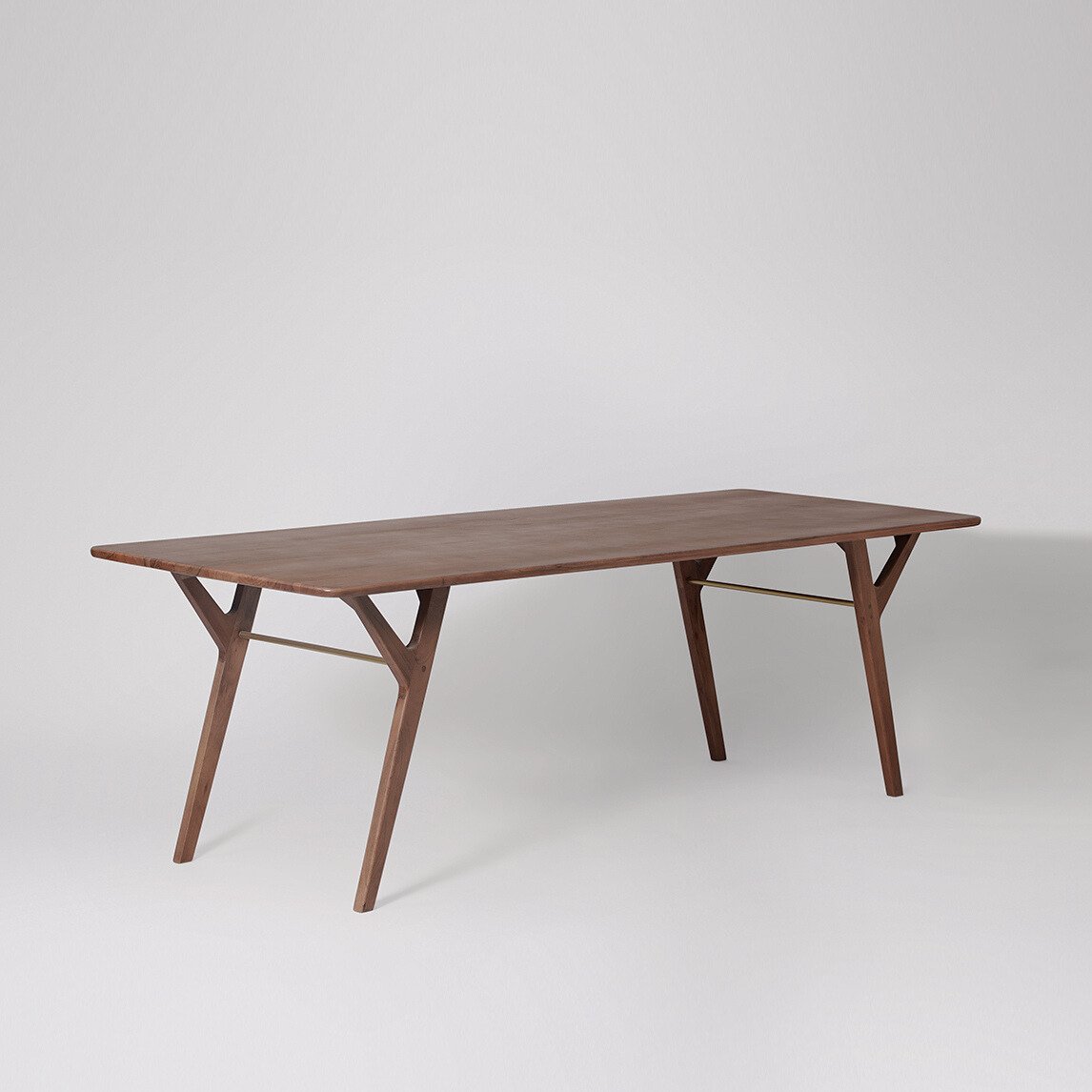Brondby Eight-Seater Dining Table in dark brown acacia wood with tapered legs and clean lines