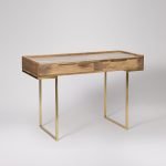 Hestia Desk in Natural finish with soft-close drawers and tapered legs