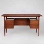 Hewinson Desk in Dark Brown with two soft-close drawers and tapered legs