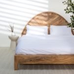 Gileteen Dora Solid Mango Wood Bed with a rich wood grain and natural finish
