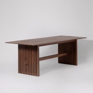 Emiko Eight-Seater Dining Table in solid mango wood with powder-coated metal legs