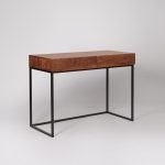 Brody Desk in Dark Brown with soft-close drawers and tapered legs