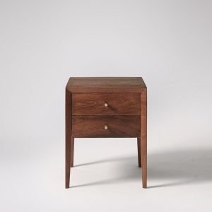 Valente Bedside Table with a soft-close drawer, open shelf, and modern design