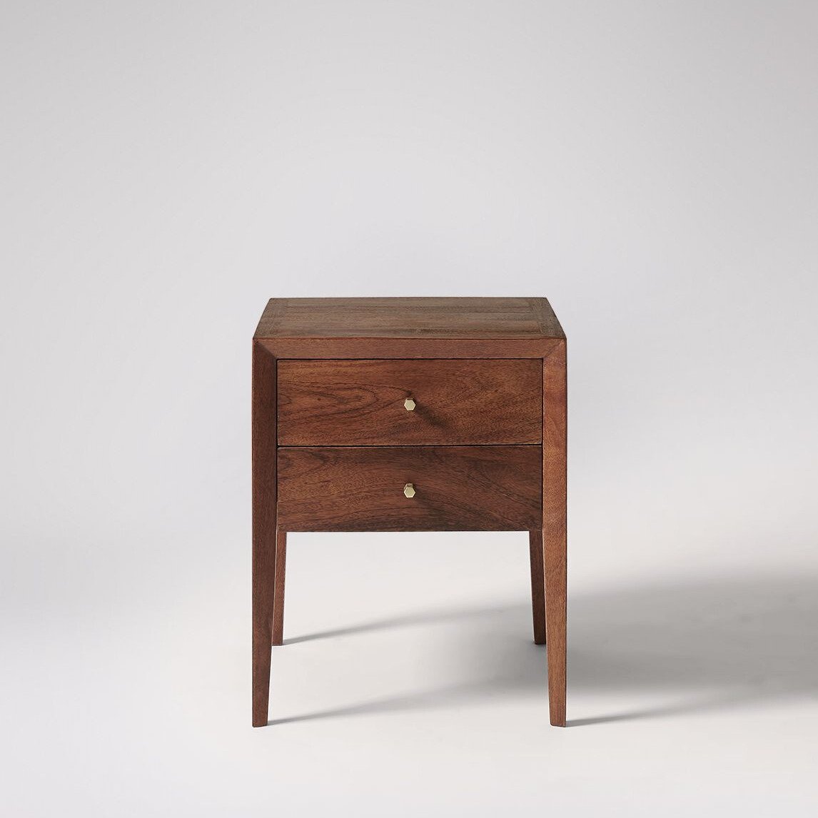 Valente Bedside Table with a soft-close drawer, open shelf, and modern design