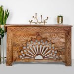 Amiri Solid Wood Handcarved Console Table with intricate detailing and natural wood finish