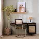 Gileteen Study Desk made from solid wood with a sleek finish and built-in storage compartments