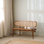 Magda Rattan Bench made from solid wood and handwoven rattan in a natural finish
