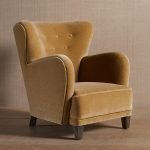 Monarch Curve Vintage Accent Chair with curved wooden arms and upholstered seat in a classic interior setting