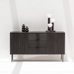 Adriana Black 3 Drawers & 2 Doors Sideboard featuring a sleek black finish, ample storage compartments, and modern handles.