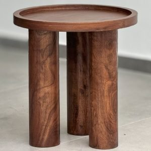 Tripple Mocha Table with three-tier cylindrical wooden base in rich mocha finish