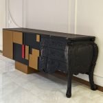 Fusion solid wood sideboard with clean design and optional cane or metal accents