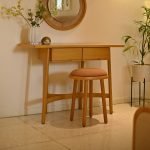 Portico Dressing Table – wooden vanity with arched mirror and drawers