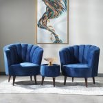 Blue Bird Long Chair in soft blue fabric with a curved, sculptural design