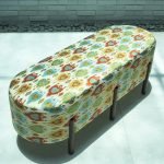 Moroccan Bench – upholstered bench with intricate patterns and sturdy wood frame inspired by Moroccan craftsmanship