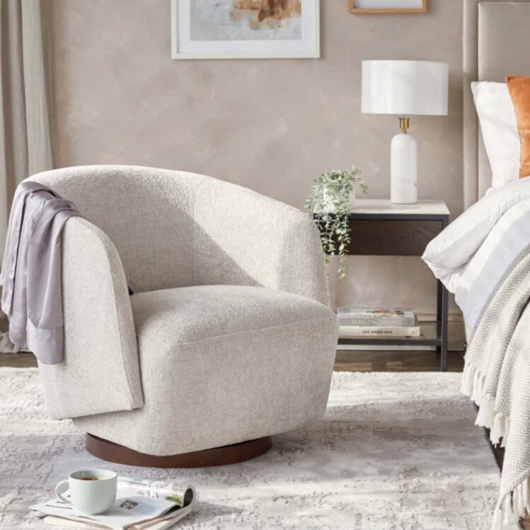 Forset Accent Chair – rustic wood frame with plush upholstery for a modern accent