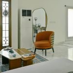 Checker Chair – modern armchair with black and white checkered upholstery