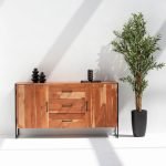 Aura 3 Drawers & 2 Doors Sideboard featuring a sleek wood finish with spacious storage compartments.