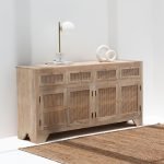 Maelys Wooden Sideboard with a natural wood finish, ample storage, and a modern design