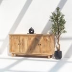 Orielle Wooden Sideboard featuring a solid wood frame, spacious interior storage compartments, and a minimalist modern design.
