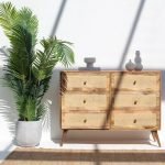 Inger Rattan Drawers Dresser with wooden frame, handwoven rattan drawer fronts, and spacious storage compartments.